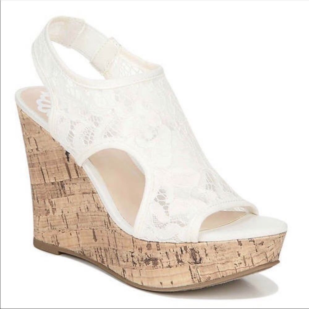 White cork wedge sandal